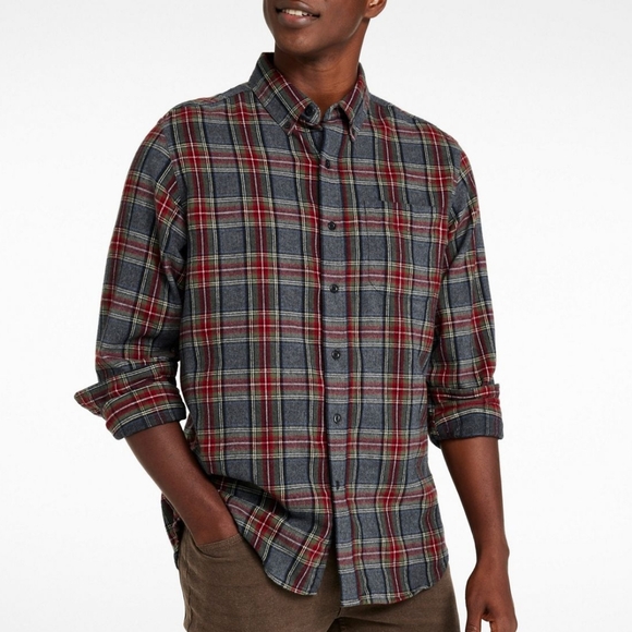L.L. Bean Other - NWT L.L. Bean Grey Stewart Scotch Plaid Flannel Button Up Shirt Traditional Fit